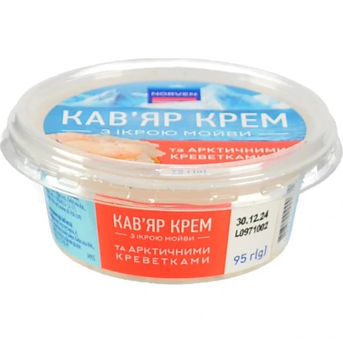 Крем кав'яр Norven з ікрою мойви та арктичними креветками 95г