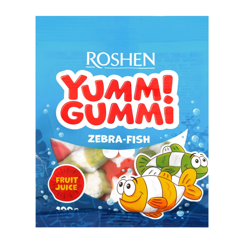 яЦукерки жувальні Рошен 100г Yummi Gummi  Zebra-Fish