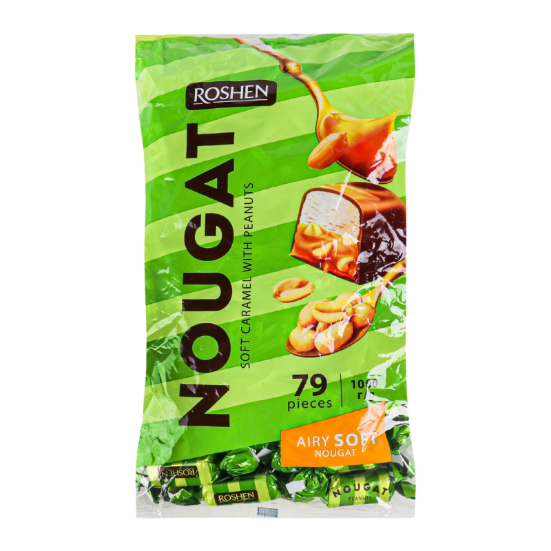 Цукерки глазуровані з арахісом та м'якою карамеллю Nougat Roshen кг