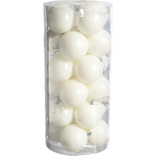 Набір новорічних куль 24шт білий діам 6cм