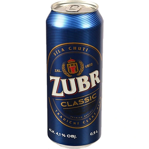 Пиво Zubr 0.5л світле classic 4.1% з/б