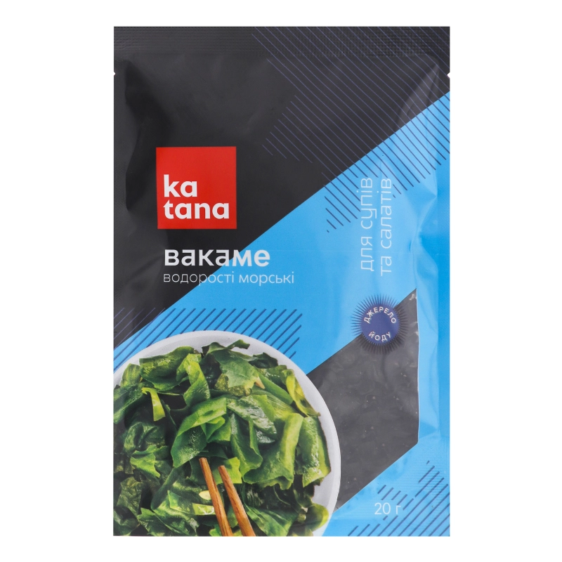 Водорості морські сушені для супів та салатів Вакаме Katana д/п 20г