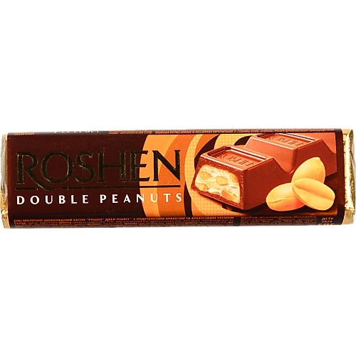 Шоколадний батон Рошен 39г duble peanuts мол.шок.арахіс арахісовий крем