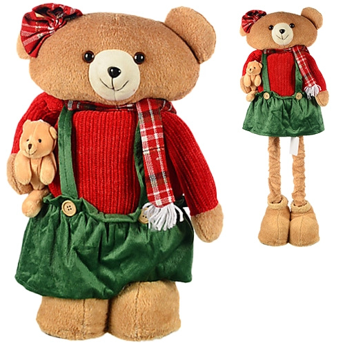 Декор новорічний телескопічний Ведмідь-дівчинка 50-90см