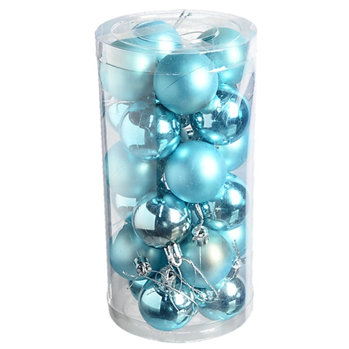 Набір новорічних куль 24шт блакитний діам 4cм