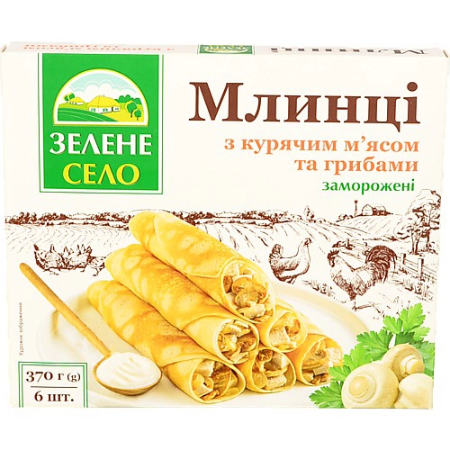 Млинці заморожені з курячим м'ясом та грибами Зелене село к/у 370г