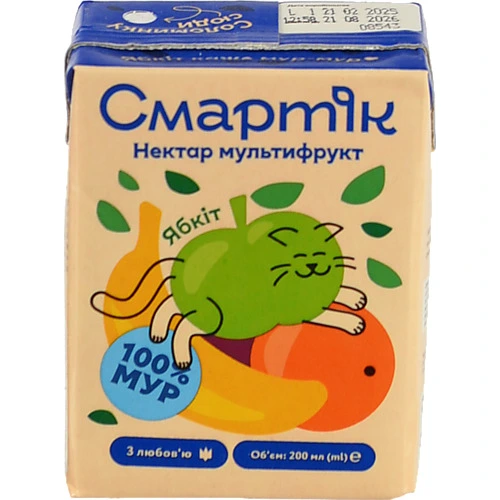 Нектар Смартік 200мл мультифрукт з м'якоттю та цукром