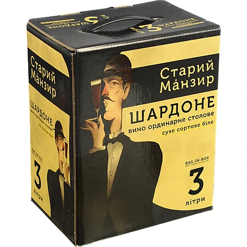 Вино Старий манзир 3л шардоне сухе біле ординарне столове