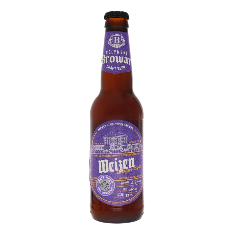 Пиво 0.35л 4.9% світле нефільтроване Weizen Weizen lager Volynski Browar пл
