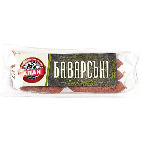 Ковбаски [Аланk Баварські сирокопчені, вищий ґатунок, 120 г