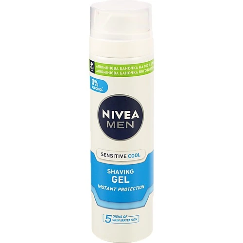 Гель для гоління охолоджуючий для чутливої ??шкіри Sensitive Cool Instant protection Nivea Men 200мл