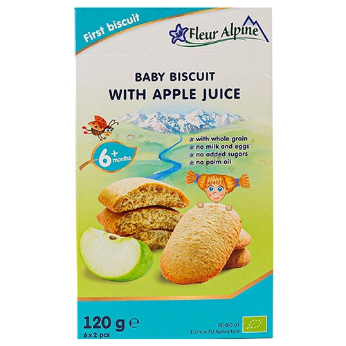Печиво для дітей від 6міс З яблучним соком Fleur Alpine к/у 6х20г