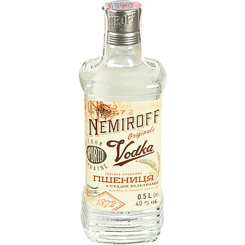 Горілка Nemiroff 0.5л пшениця українська відбірна штоф оригінал