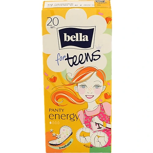Прокладки щоденні Panty Energy For Teens Bella 20шт