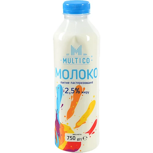 Молоко Multico 750г 2,5% пастеризоване пет.