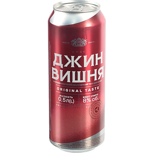 Джин Оболонь 0.5л вишня 8% з.б