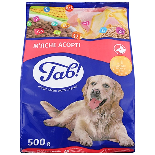 Корм д.собак ГАВ 500г мясне асорті