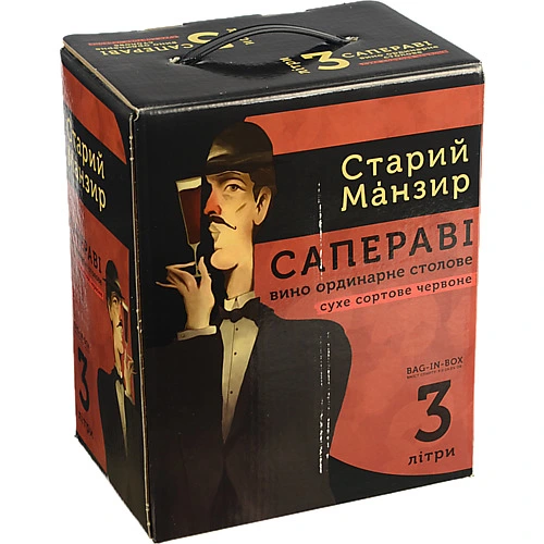 Вино Старий Манзир 3л сапераві сухе червоне ординарне столове