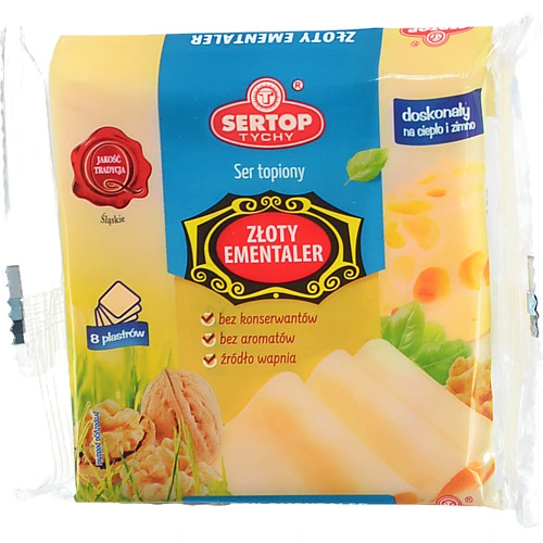Сир плавлений [Золотий Емментальk ([Golden Emmentalk) у слайсах (8 шт., 130 г) ТМ [Sertopk