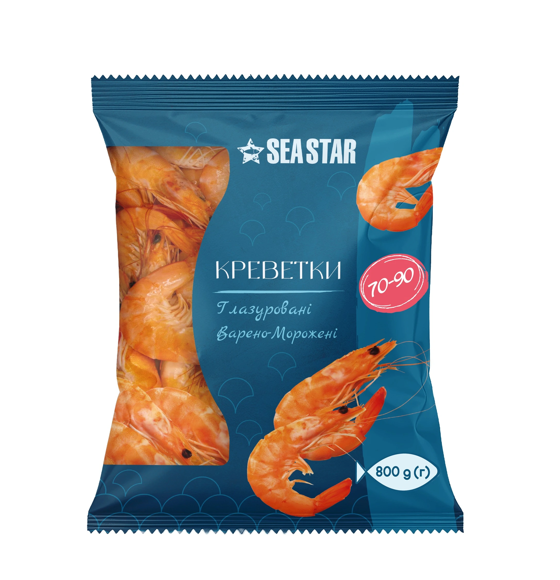 Креветки Seastar 800г варено-морожені 70.90