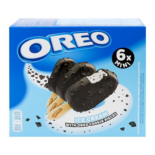 Морозиво ванільне зі шматочками какао печива покрите глазур'ю з крихтами печива зі смаком какао Oreo к/у 219г