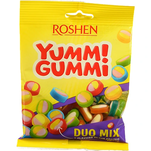 Цукерки Рошен 70г yummi gummi duo mix желейні