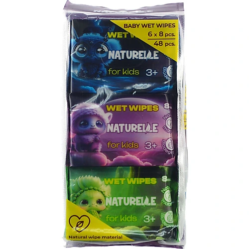 Серветки вологі Naturelle 6х8шт kids мультипак дитячі