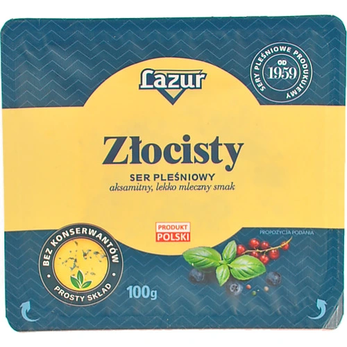 Сир Lazur 50% з пліснявою Золотистий лоток 0.1кг