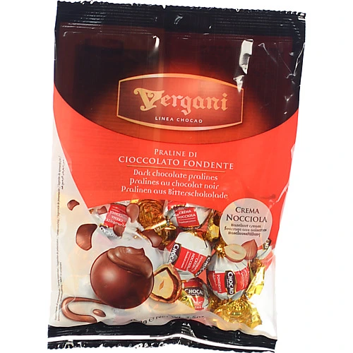 Цукерки Vergani 100г праліне chocao чорний шоколад