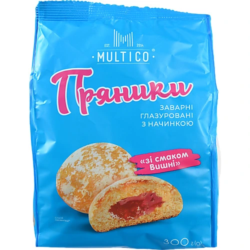 Пряники Multico 300г вишня заварні глазуровані