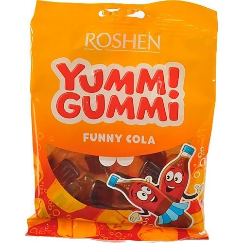 Цукерки Roshen 70г желейні yummi gummi funny cola