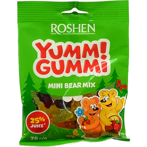 Цукерки Roshen 70г желейні yummi gummi mini bear mix