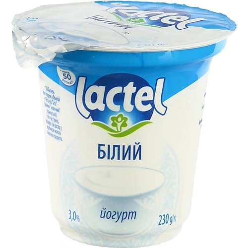 Йогурт Лактель 230г 3% білий ст.