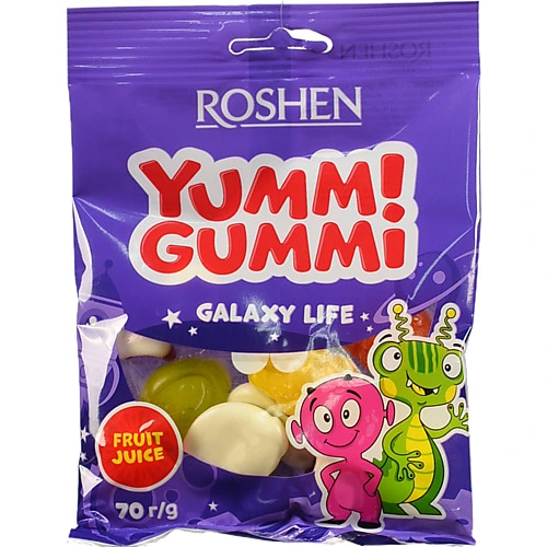 Цукерки Roshen 70г желейні yummi gummi galaxy life