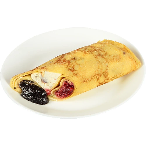 Млинці з маком, сиром та малиною