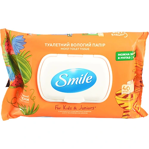 Туалетний папір Smile вологий 40шт д.дітей та п