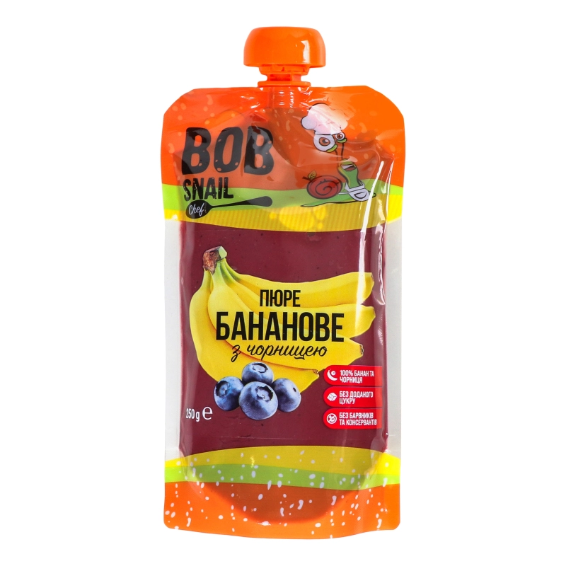 Пюре фруктово-ягідне Банан-чорниця Bob Snail д/п 250г