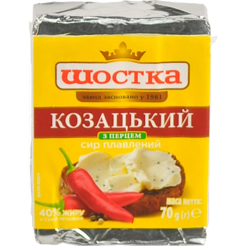 Сир плавлений 40% з перцем Козацький Шостка м/у 70г