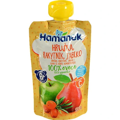 Пюре Hamanek 100г яблуко груша обліпиха пауч