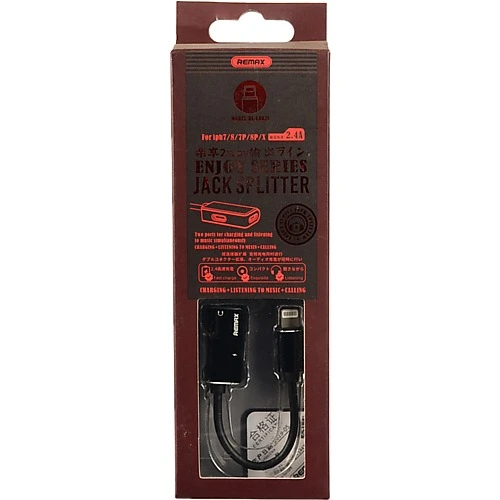 Перехідник Remax RL-LA02i Enjoy 2-in-1 Lightning M to 2Lightning F 12см чорний
