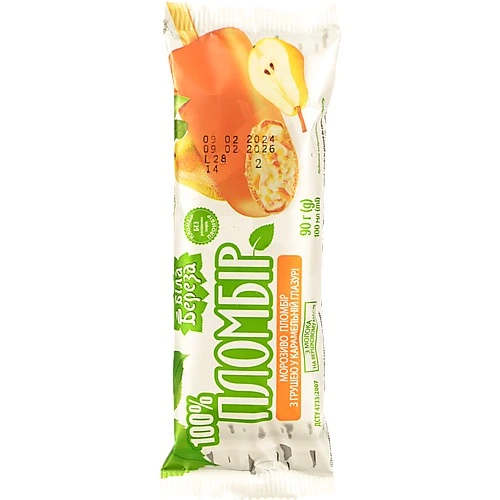 Морозиво 12% з грушею в карамельній глазурі Пломбір Біла Береза м/у 90г