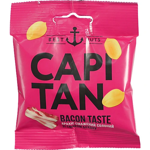 Арахіс Capitan смажений зі смаком бекону солоний, 30 г