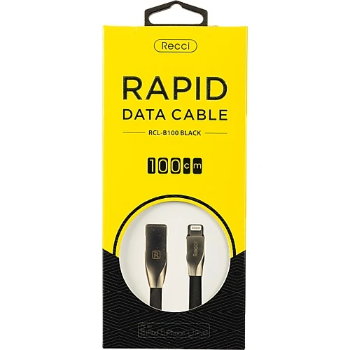Кабель Lightning Recci RCL-B100 Rapid. 1м чорний