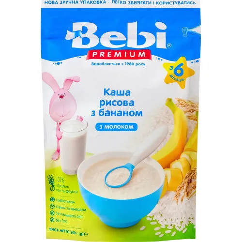 Каша дитяча молочна від 6 міс Рисова з бананами Bebi к/у 250г