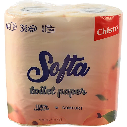 Туалетний папір Softa 4рул х3 shisto aroma персик