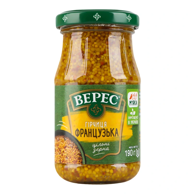 Гірчиця Верес Французька цільні зерна 190г с/б