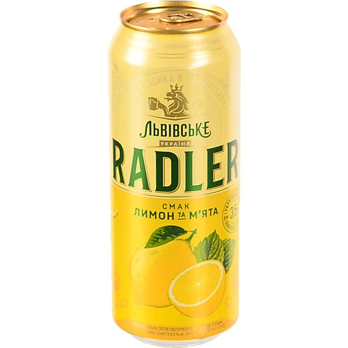 Пиво Львівське 0.48л radler лимон м'ята з.б