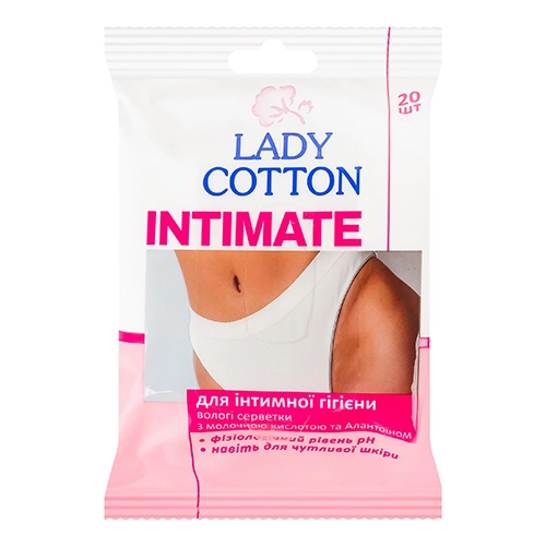 Серветки вологі Lady Cotton 20шт д.інтимної гігієни єврослот