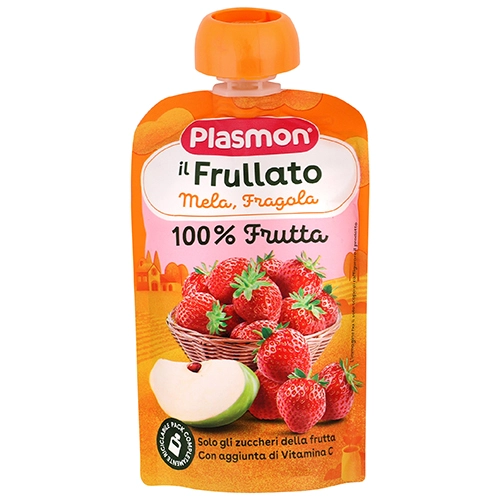 Пюре для дітей від 6міс з вітаміном С Яблуко та полуниця Plasmon д/п 100г