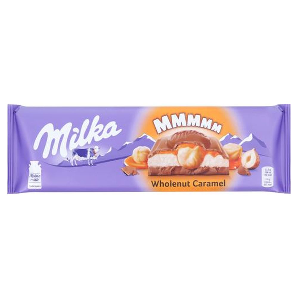 Шоколад Milka з ціл. горіх та карамеллю 300г (23835)